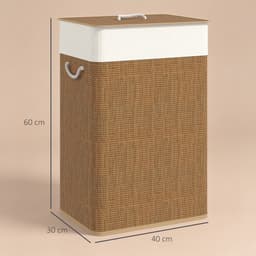 HOMCOM Laundry Hamper Bamboe 40L x 30B x 60H cm Bruin — thumbnail 5