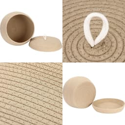 Team Elegante ronde katoenen touw-opbergmand met deksel - Multifunctionele organizer voor snacks, handdoeken en nog veel meer. Ideaal voor thuis, 33 x 23 cm (groot, kaki) — thumbnail 5