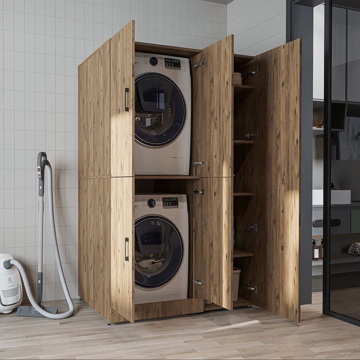 Roomart DORA-II Wasmachine Ombouwkast 115x186 cm - Eiken — afbeelding 1