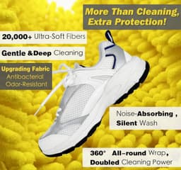 2-delige schoenwaszakken - Speciale waszakken voor schoenen – Herbruikbaar – Voering van microvezel – Geschikt voor wasmachine en droger – Geschikt voor de meeste schoenen – Geel – 39 x 20 cm — thumbnail 4