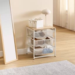 Meshy rechthoekige opbergkast, H.72,5 cm, 3 lades, wit — thumbnail 2
