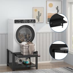 Wasmachine Verhoger met Uitschuifbaar Plateau - Zwart Voetstuk 363kg — thumbnail 5