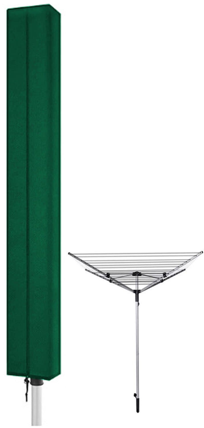Droogmolen Hoes - 165 x 16 x 16 cm - Beschermhoes Universeel - Oxford-stof - Met rits en trekkoord - Heavy Duty Roterende Waslijn Afdekking - Waterdicht - Stofdicht - Winddicht - UV-bescherming - Geschikt voor tuinen, terrassen, buitengebruik - Groen — afbeelding 1