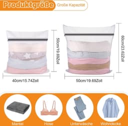 Set van 4 Wasnetten voor Wasmachine, Ideaal voor Kleding, Ondergoed en Babykleding, Maten 40 x 50 cm en 50 x 60 cm — thumbnail 5