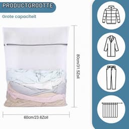 Set van 2 Grote Wasnetten 60 x 80 cm - Ideaal voor Delicate Kleding, Wassen en Beschermen — thumbnail 4