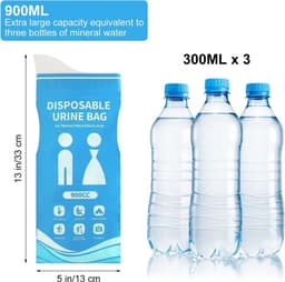 10 stuks outdoor urinezakken van 900 ml voor onderweg, tassen toilet, noodtoilet voor auto, noodtoiletten, plaszak, zaktoilet voor vrouwen, voor wandelen, auto, verstopping, reizen (blauw en — thumbnail 2