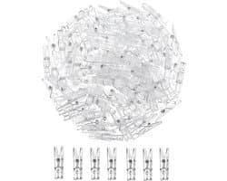 Lentehangende clips, 100 stuks, mini-klemmen, doorzichtige wasknijpers, transparante kunststof klemmen, kleine klemmen voor het ophangen van foto's, lichtkettingen — afbeelding 1