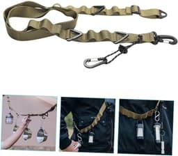 2 stuks - draagbare kampeerlanyard - Multifunctionele buitenlanyard - Waslijn - Luifelhangtouw - Eenvoudige opberging - Zwart en kaki - Lengte 130 cm - Perfect voor kamperen, wandelen, reizen en picknicks — thumbnail 1