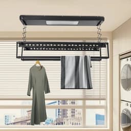 Amolass - Droogrek Elektrisch - Plafonddroogrek - Met Afstandsbediening - LED-Verlichting - Modern Design - Zwart - 250x56x110cm — thumbnail 5