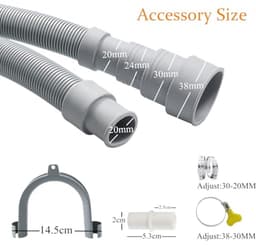 Lange Afvoerslang 3M voor Wasmachine en Vaatwasser - Flexibele Buizen met Slangaansluiting en Klemmen voor Droger en Airconditioning — thumbnail 4