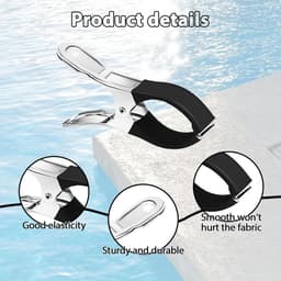 10 stuks grote roestvrijstalen wasknijpers - grote clips van 12 cm - strandlakenklemmen - stevige handdoekklemmen - winddicht en krasvast - stevige klemming - geschikt voor het drogen van dekbedden, sokken, kleding en zwembadafdekkingen - Zwart — thumbnail 3