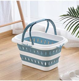 Sterke opvouwbare wasmand met duurzame kunststof handgrepen, lichtgewicht, perfect voor eenvoudige opslag, 29 x 20 x 16 cm — thumbnail 1