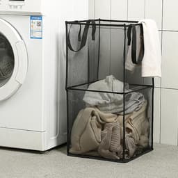 2 Stuks Opvouwbare wasmand met handgrepen, mesh, pop-up opvouwbare wasmand, opbergmand voor thuis, organizer, slaapkamer, reizen — thumbnail 2