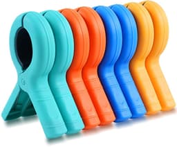 Ibenzoa® Set van 8 kleurrijke windbestendige klemmen voor strandstoelen en waslijn — thumbnail 1