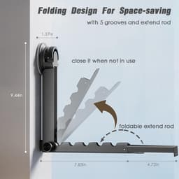 Wanddroogrek – Inklapbaar, aluminium, vacuümzuignap (grijs) — thumbnail 4