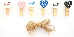 Houten Mini Wasknijpers Hartjes 24 Stuks met Jute Touw 2,4m — thumbnail 5
