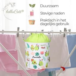Draagbare wasknijperzak met karabijnhaken en trekkoordsluiting - Avocado design — thumbnail 3