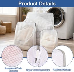 IMPERATORIS® Waszakjes voor Wasmachine - Bescherming voor Fijne Was en Schoenen - Mesh Wasnet met Rits - Voorkomt Slijtage - Set van 3 - transparente - 50 x 60 cm — thumbnail 2