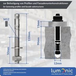 Zwaarlastanker M12 x 110 Verzinkt - Voor Metaalankers, Boutankers en Bliksemschichtankers — thumbnail 4