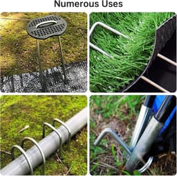 50 x Anti-Roest Stalen Grondankers - Bevestigingsankers voor Tuin - Ongalvaniseerd Staal - 50 Stuks Buffer Schijf + 1 RVS Haringtrekker voor Onkruiddoek - Camping Tent — thumbnail 5