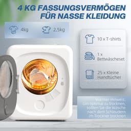 Homcom Laundry Dryer-Staal, Kunststof-48L x 43B x 57H cm-Wit — thumbnail 5