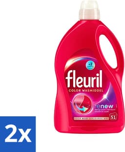 2 x Fleuril - Wasmiddel - Renew Kleur Vloeibaar Wasmiddel - Gekleurde Was - 51 wasbeurten - Wasmiddel - Kleurwas - Wasverzorging - Kleurherstel - Wasformule — thumbnail 1