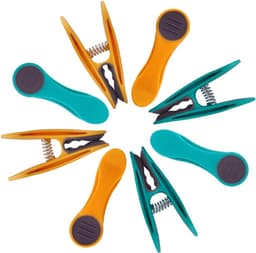 Wasknijpers set - Kleding clips - Was ophangen - Roestvrij staal - 48 stuks - Turquoise geel grijs — thumbnail 2