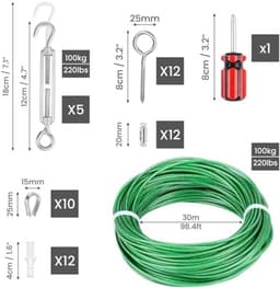 30 meter tuindraad set met spanelementen - Groene weerbestendige lijn voor planten en was — thumbnail 3