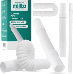 Flexibele afvoerbuis - Verbindingsslang - Afvoer Installeren - Verstelbare Hoek - 40 mm - Wit — thumbnail 1