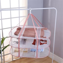 Droogrek - Truien anti-vervorming kleding droogmand - 3 laags - Polyester - Opvouwbaar - mesh - hangende - Draagbaar - Droognet - 78*61*80 cm - Roze - 1stuk — thumbnail 2