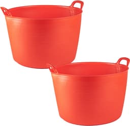 Plasticforte Flexibele kuip of emmer - 2x - rood - 75 liter - stevig kunststof - 58 x 55 cm - Afvalbak - Wasmand - Opbergmand - Extra groot — thumbnail 1