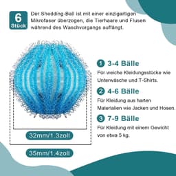 6 stuks herbruikbare pluisballen voor de wasmachine - Milieuvriendelijke wasballen - Verwijdert pluisjes en dierenharen - Wasverzorging — thumbnail 3