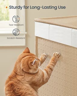 Wasmand - 140 L - 3 Compartimenten - Met Wielen - Naturel Beige - Mat Wit — thumbnail 4