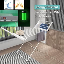 RFWR® Elektrische Verwarmde Kledingdroger en Opvouwbaar Droogrek voor Binnen met 18 Stangen — thumbnail 3