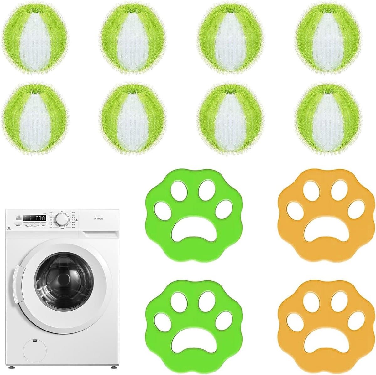 Allecto Plus - Dierenhaarverwijderaar voor wasmachine 12 stuks - Herbruikbare pluisballen haarvanger - Effectief tegen pluis en dierenhaar — afbeelding 1