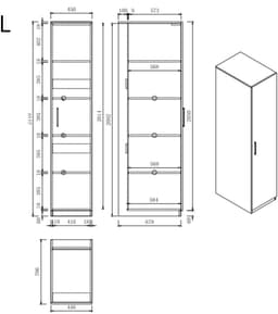 Wasophoogte® Wasmachine Kast Lyon - Wasmachine verhoger - Wasmachine ombouw - 700(D)*1780(B)*2110(H) mm - Wit — thumbnail 5