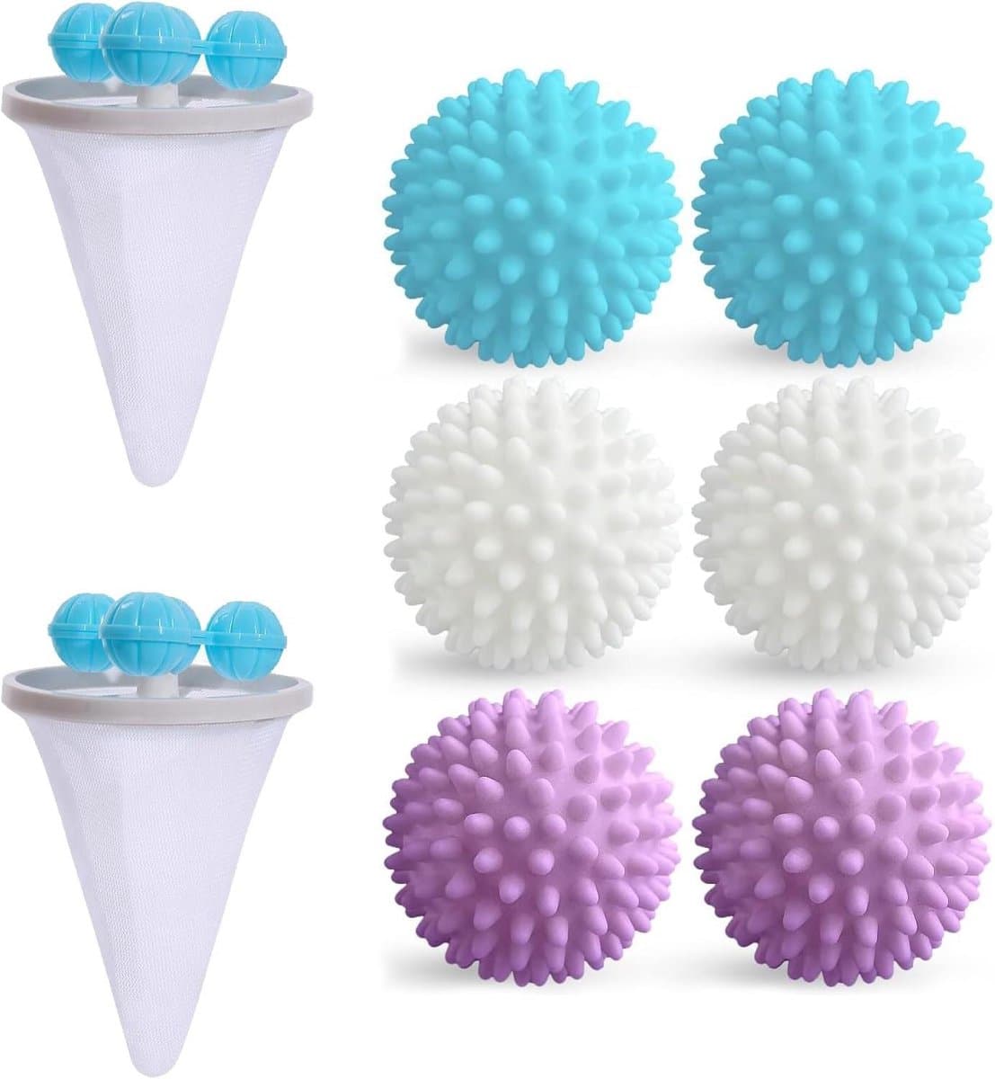 JGS Premium - Herbruikbare Wasballen voor Wasmachine (8 stuks) - Drogerballen - Haarfilter - Kleding Reiniging - Thuisgebruik — afbeelding 1