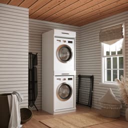 Wasophoogte® Wasmachine Kast Berlin - Wasmachine verhoger - Wasmachine ombouw - 700(D)*665(B)*2110(H) mm - Wit — thumbnail 2
