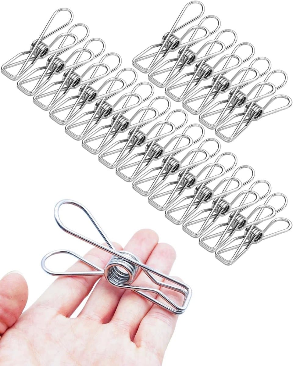 40 stuks kleine wasknijpers van roestvrij staal - Duurzame multifunctionele wasknijpers van draad - Hangerclips voor huishoudelijk gebruik - Geschikt voor wasgoed, thuis, keuken, buitenreizen, kantoor — afbeelding 1