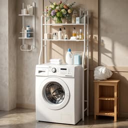 CHIWIN Wasmachine Opbergrek 2 Lagen – Badkamer Rek Met Verstelbare Poten 151 cm — thumbnail 5