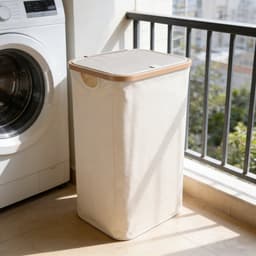 Wasmand met Deksel – Opvouwbare Wasmand – Wasbox 100L – Wassorteerder met Binnenzak – Beige – Voor Badkamer, Slaapkamer en Wasruimte — thumbnail 5