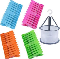 48 Stuks Veelkleurige Wasknijpers met Opbergmand - Duurzame en Weerbestendige Wasclips voor Buiten — thumbnail 1