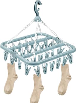 Opvouwbare sokkenhanger met 32 clips voor wasrek - Blauw — thumbnail 1