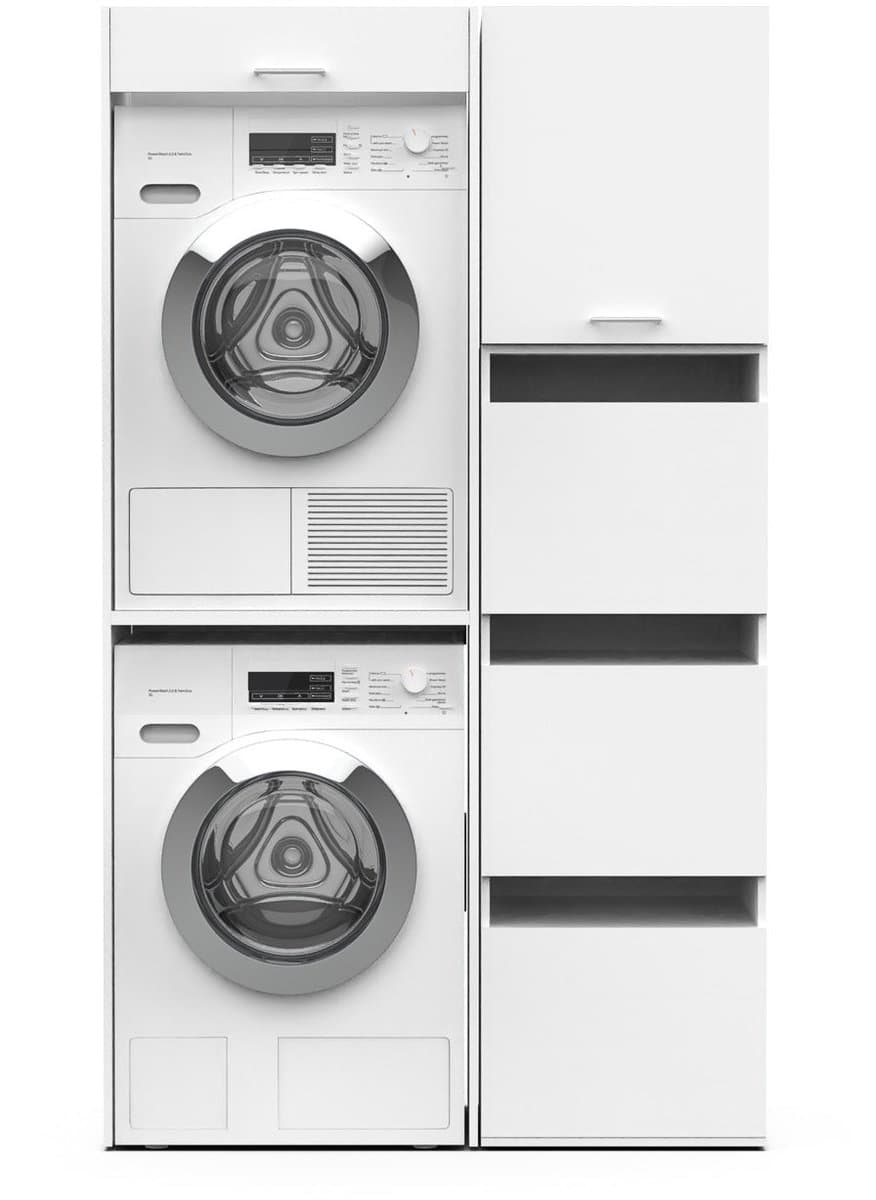Washcab® Wasmachine Kast - Droger Verhoger - Wasmachine Ombouw - Droger op wasmachine Wit - Stack Set 2 - 5 jaar garantie — afbeelding 1