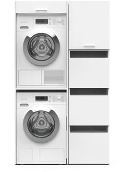 Washcab® Wasmachine Kast - Droger Verhoger - Wasmachine Ombouw - Droger op wasmachine Wit - Stack Set 2 - 5 jaar garantie — thumbnail 1