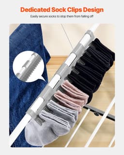 VEVOR Opvouwbare Droogrek met 31 Droogstangen, Verstelbaar, 2-laags — thumbnail 5