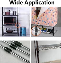 Wire Shelf Clips - Set van 4 paren voor 1 inch Post Rekken - Kunststof Mouwen voor Plank Lock Clips - Zwart - Opbergoplossing voor Draadrekken — thumbnail 5