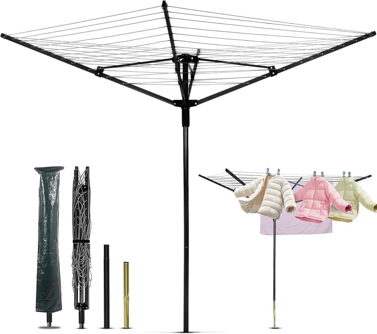 Droogmolen met Voet voor Camping & Thuis - Wasrek Staand - Droogrek Inklapbaar - Lichtgewicht — afbeelding 1