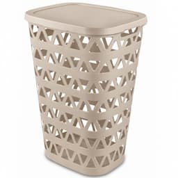 Curver Wasmand met deksel - ventilatiegaatjes - beige - kunststof - 55 ltr - 42 x 34 x 60 cm — thumbnail 1