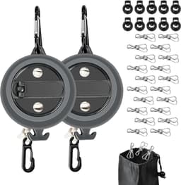 Intrekbare haspel waslijn 10 m draagbaar wirwar vrije reiswaslijn met gespen en wasknijpers - grijs, 2 Pack — thumbnail 3